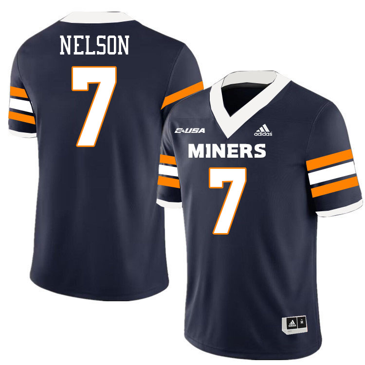 #7 Malachi Nelson UTEP Jersey,UTEP Miners College Football Jersey,Uniforms-Navy